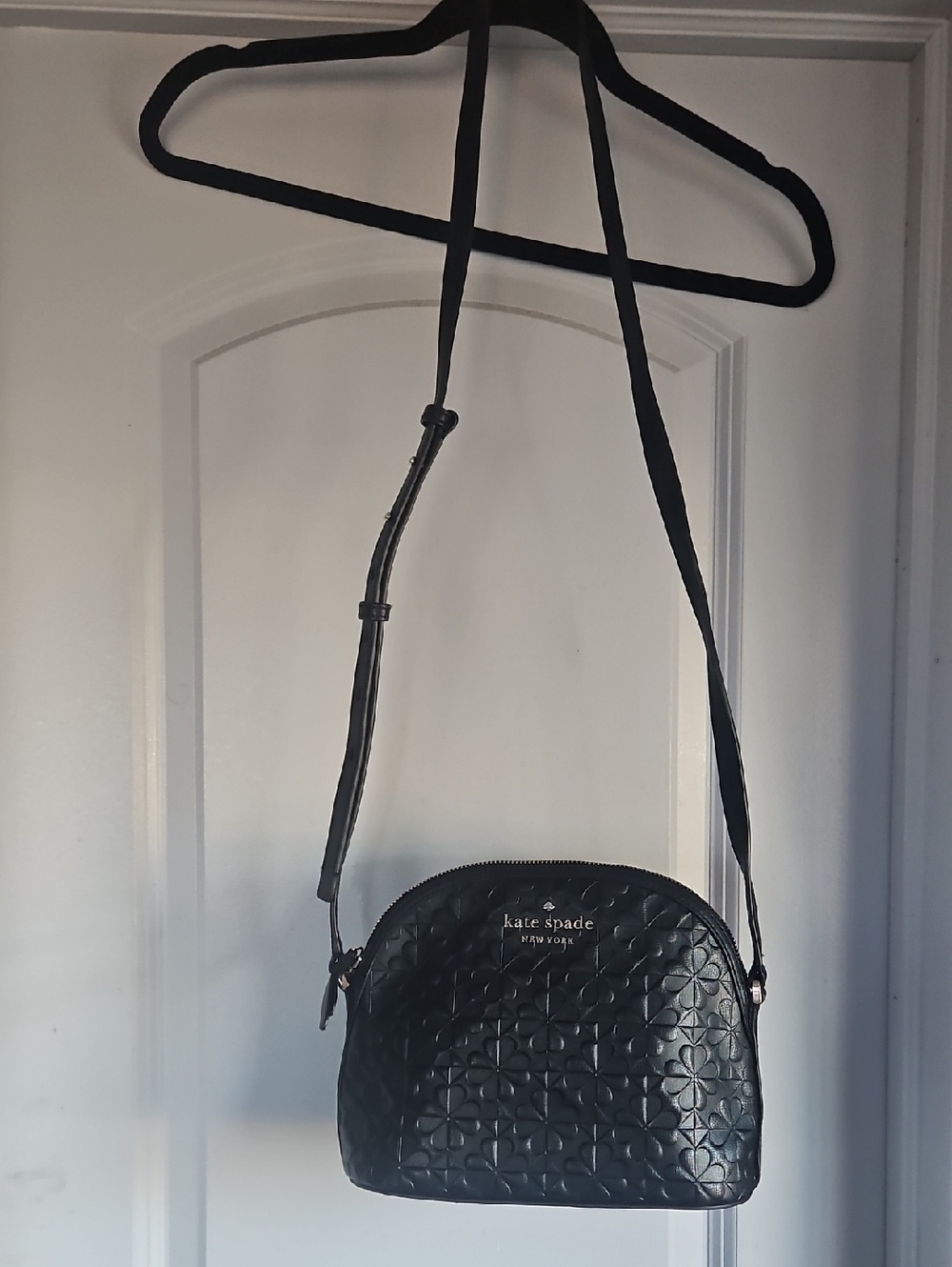 kate spade Black Quilted Floral-Embossed Crossbody Bag